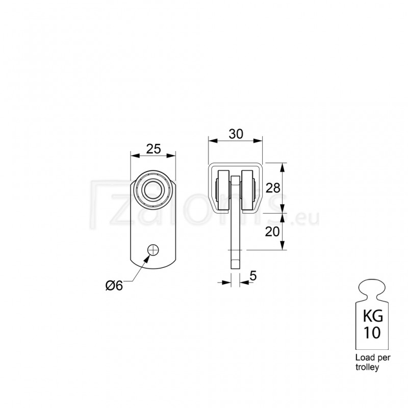 ONE PAIR RAIL ROLLER H21 ADJUSTABLE-SLIDING SHEETS ( UP TO 90KG )